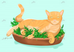 Cat in a Plant Pot