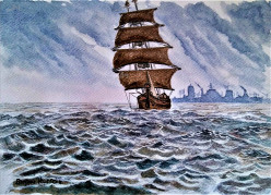 Clipper Ship on a stormy sea