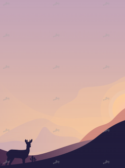 Deer in desert watching sunrise