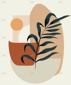 Abstract leaf, shapes, bowl and sun