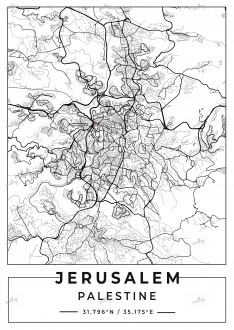 Jerusalem Palestine City Map Design